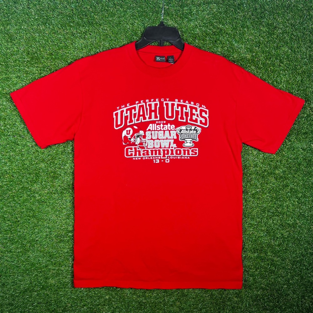 Utah Utes 2009 Sugar Bowl Champions Red T-Shirt Mens Large Gear For‎ Sports